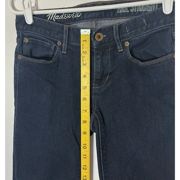 Madewell women’s Blue jeans Size 26 Rail Straight Low Rise Zipper Pockets - Picture 6 of 16